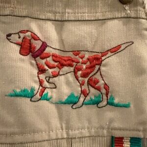 Vtg 80s Health-tex Tan Corduroy Dog‎ Embroidered Overalls Toddler 2T
